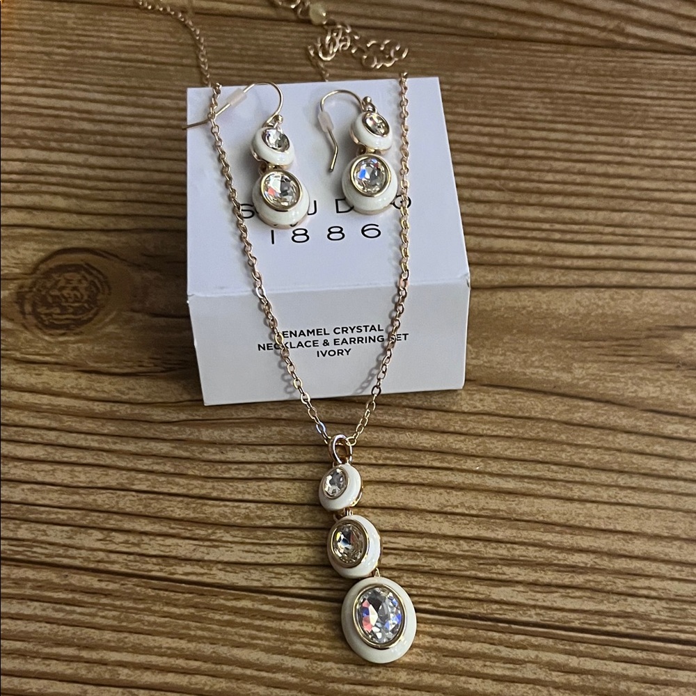 Enamel Crystal Necklace & Earring Set